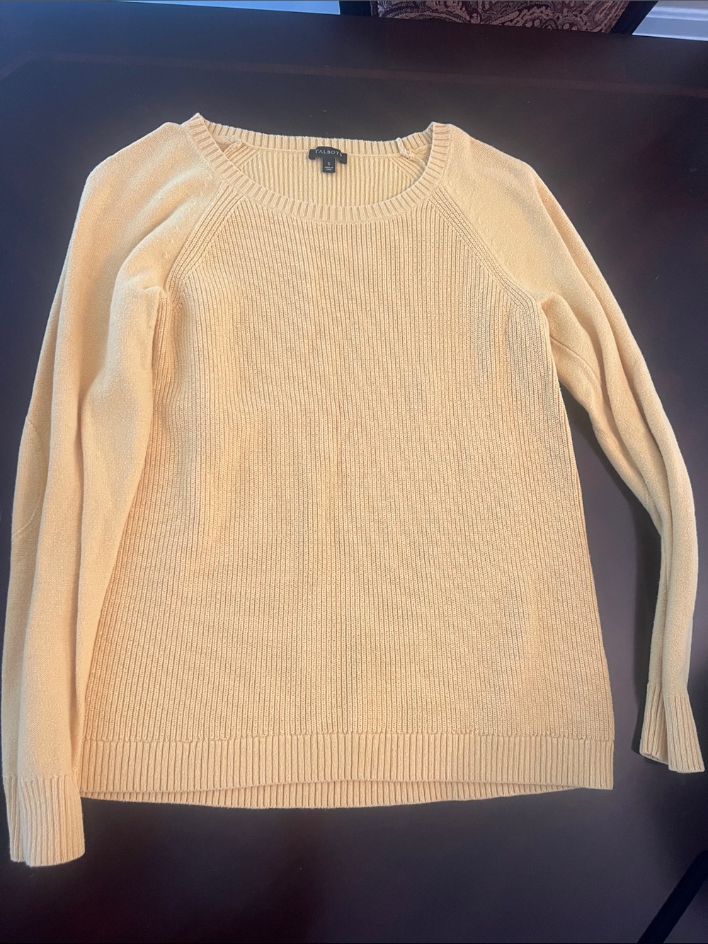 Talbots Light Cream Scoop Neck Ribbed Sweater